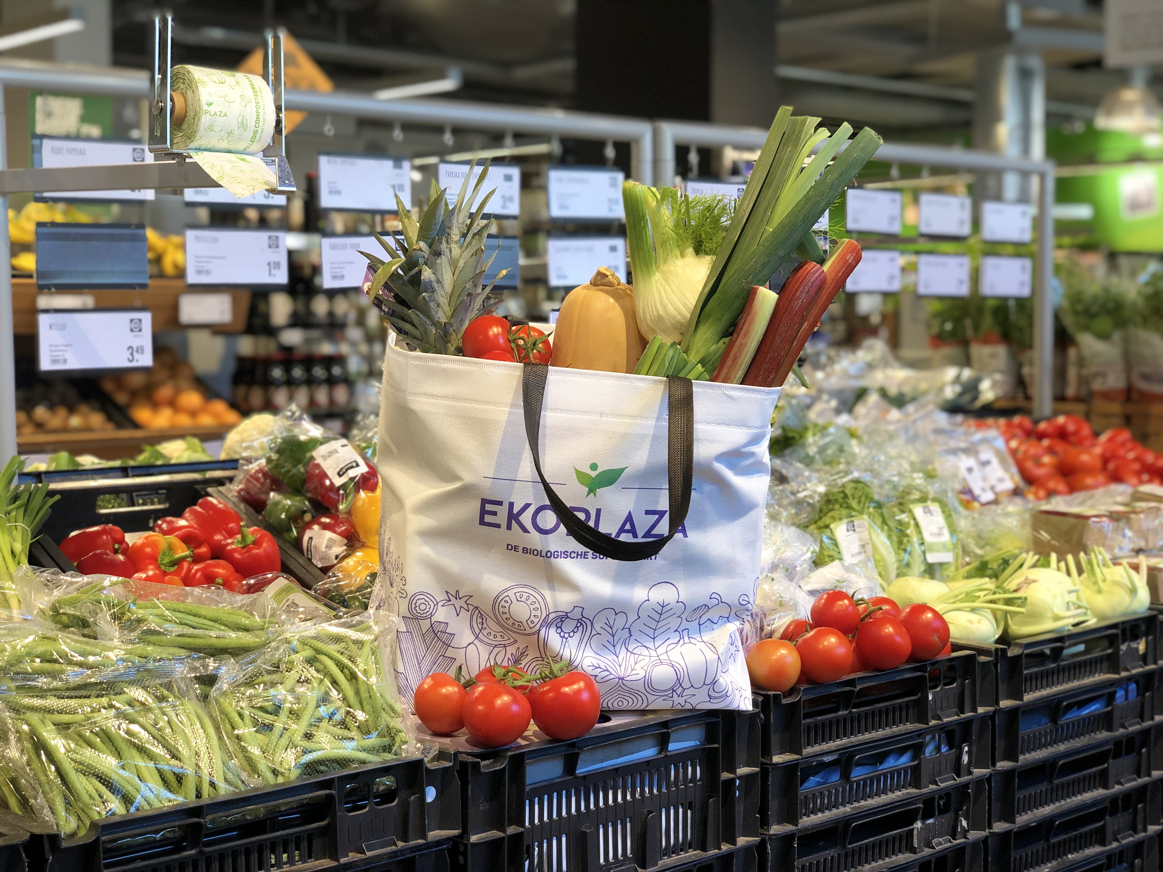 Nieuwe duurzame boodschappentas van gerecyclede materialen
