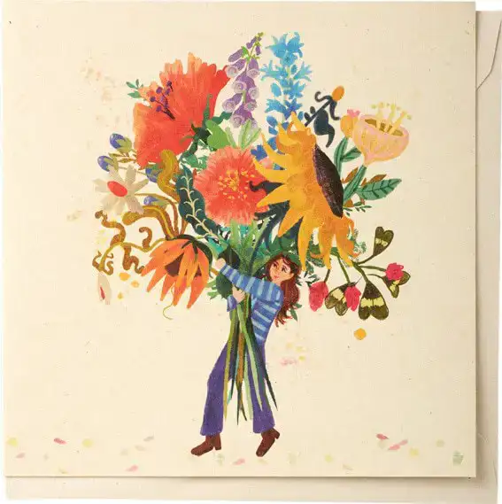 Kaart vrouw bos bloemen