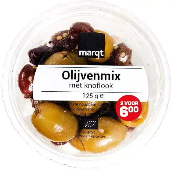 Olijvenmix met knoflook 125 g