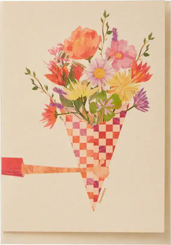 Kaart frietzak vol bloemen