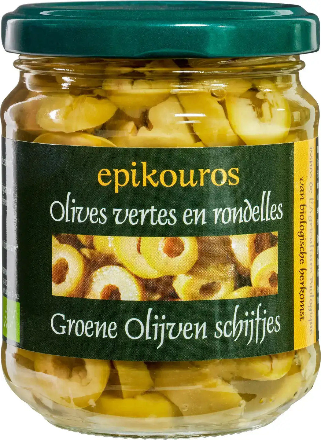 Groene olijven schijfjes