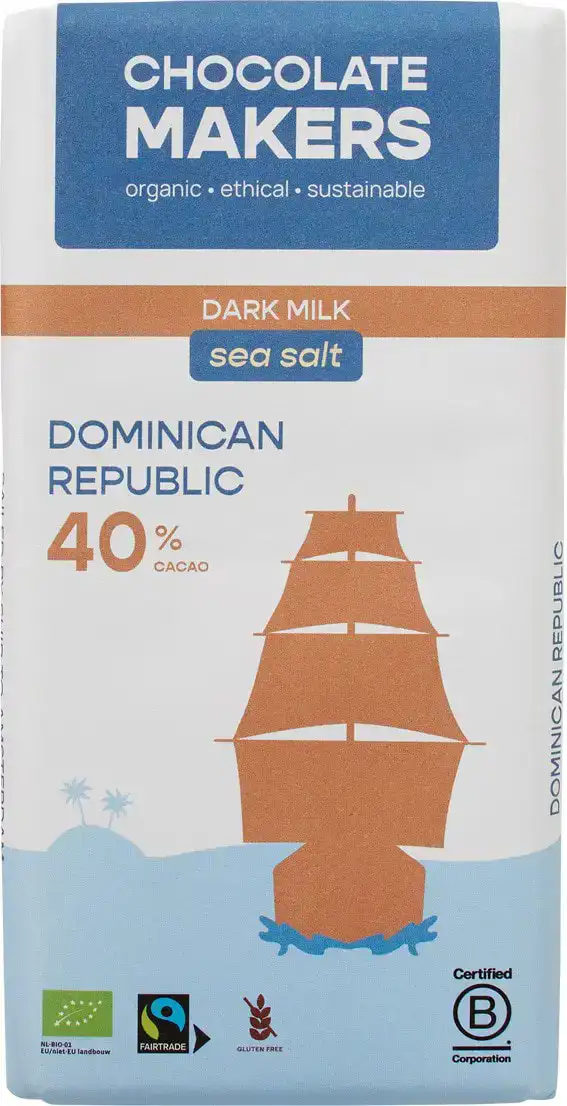 Donkere melkchocolade zeezout Dominicaanse Republiek 40%