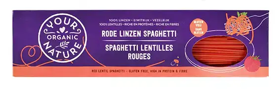 Rode linzen spaghetti