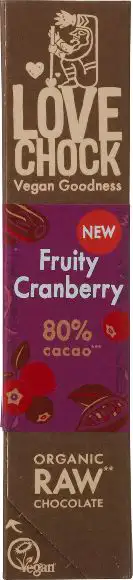RAW pure chocolade 80% fruity cranberry 40 g