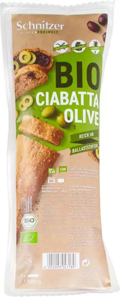 Glutenvrije ciabatta olijven 180 g