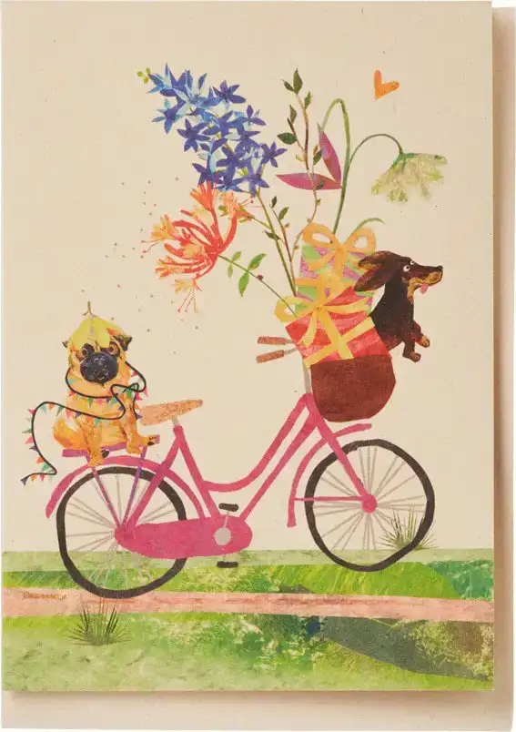 Kaart honden verjaardag fiets