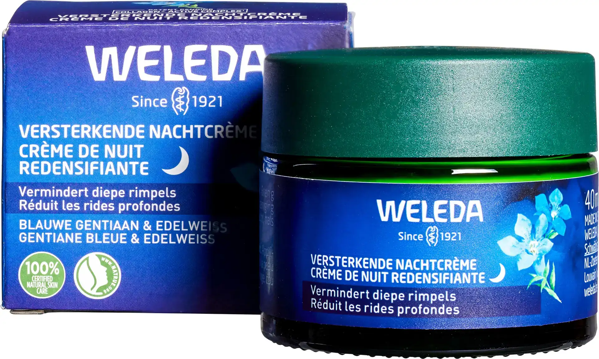 Versterkende nachtcrème blauwe gentiaan en edelweiss - 50+ huid