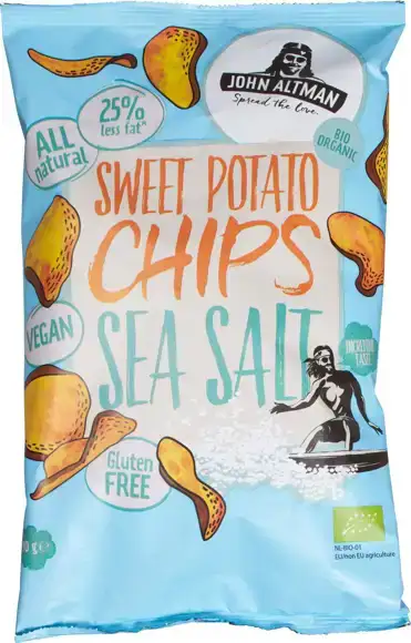Zoete aardappelchips zeezout 90 g