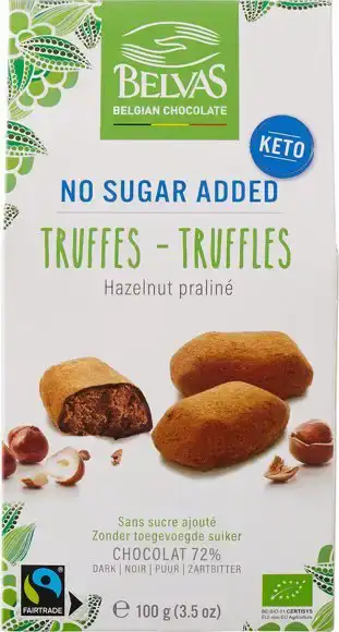 Chocoladetruffels hazelnoot zonder suiker 100 g
