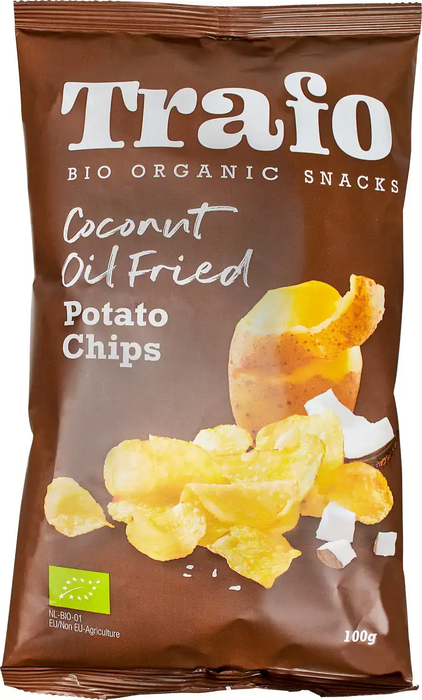 Aardappelchips gebakken in kokosnootolie