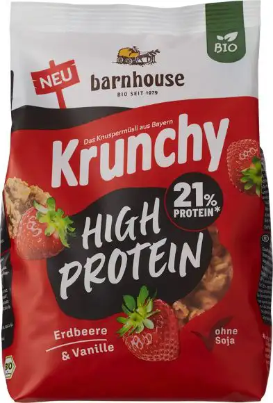 Krunchy high protein aardbei vanille 450 g