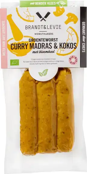 Groenteworst curry madras & kokos met bloemkool 3 stuks