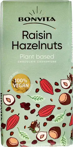 Vegan chocoladereep rozijn hazelnoot 100 g