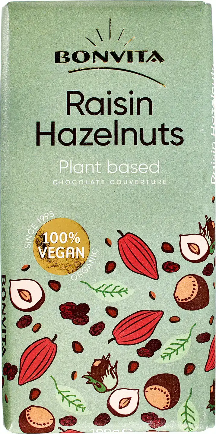 Vegan chocoladereep rozijn hazelnoot