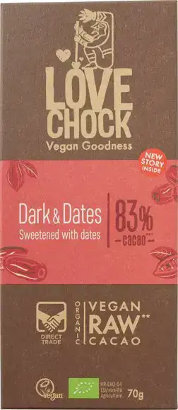 Raw chocolade 83% dark & dates 70 g