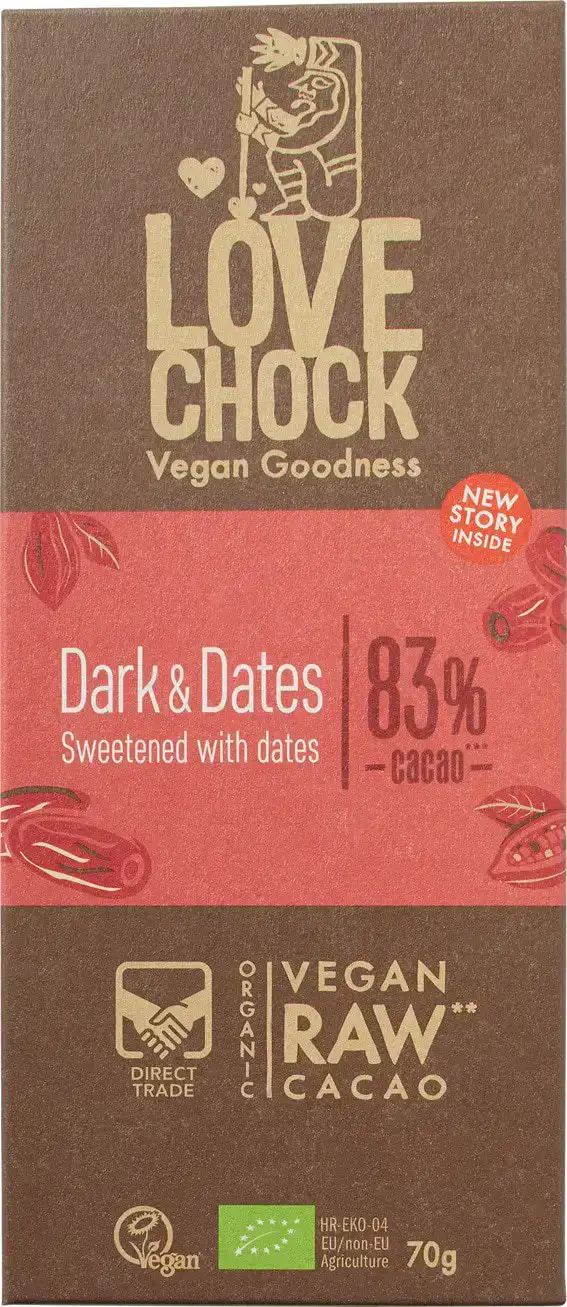 Raw chocolade 83% dark & dates