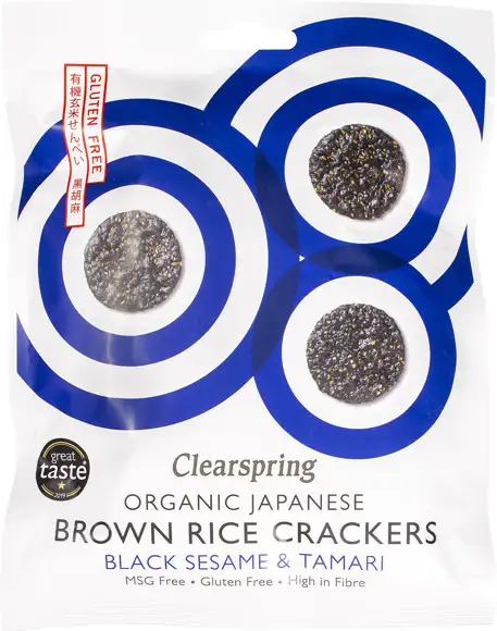Bruine rijst crackers zwarte sesam & tamari 40 g