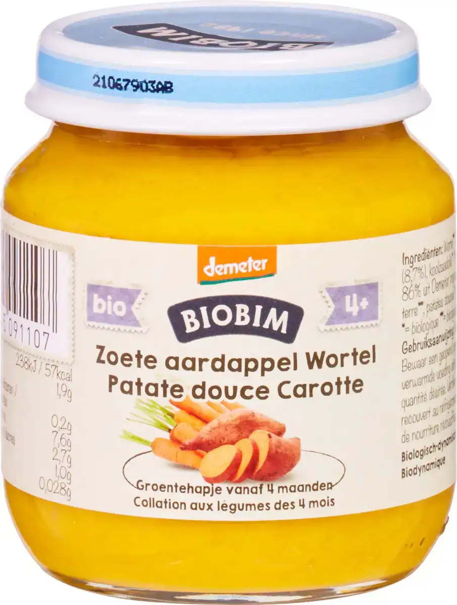 Babyhapje zoete aardappel/wortel 4+ mnd