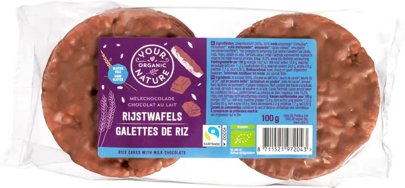 Rijstwafels melkchocolade 100 g