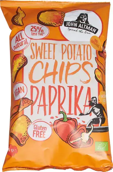 Zoete aardappelchips paprika 90 g