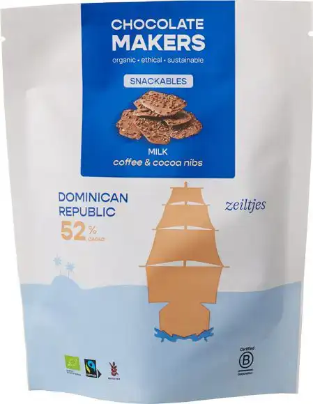 Melkchocolade snackables koffie & cacao nibs 52% 100 g