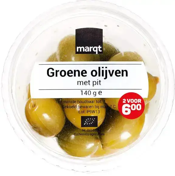 Groene olijven met pit 140 g
