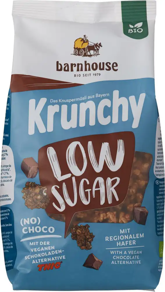 Krunchy chocolade muesli alternatief gezoet
