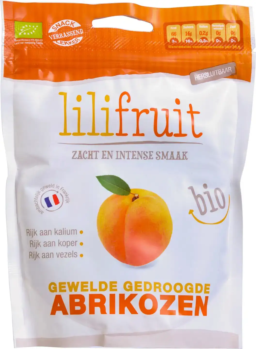 Gewelde gedroogde abrikozen