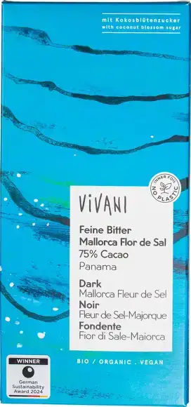 Pure chocolade 75% Mallorca fleur de sel 80 g