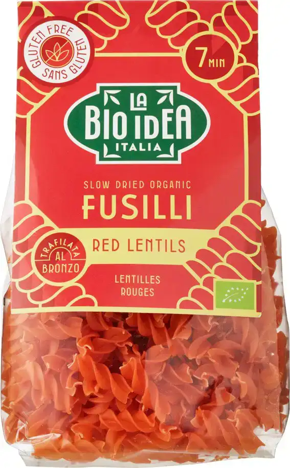 Rode linzen fusilli