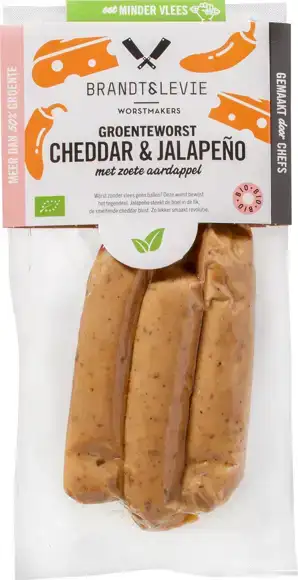 Groenteworst cheddar & jalapeño met zoete aardappel 3 stuks