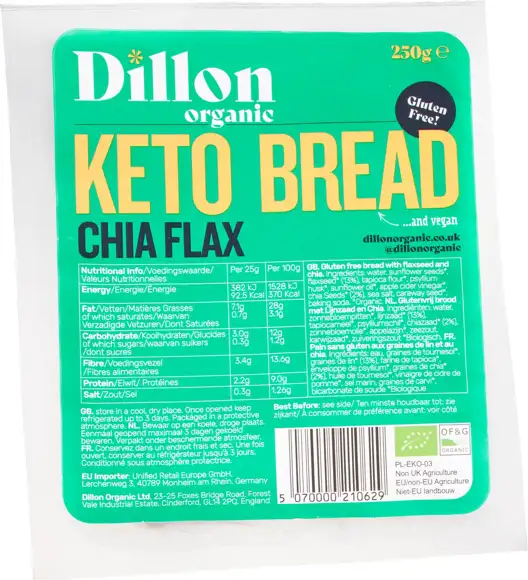 Glutenvrij brood keto chia lijnzaad 250 g