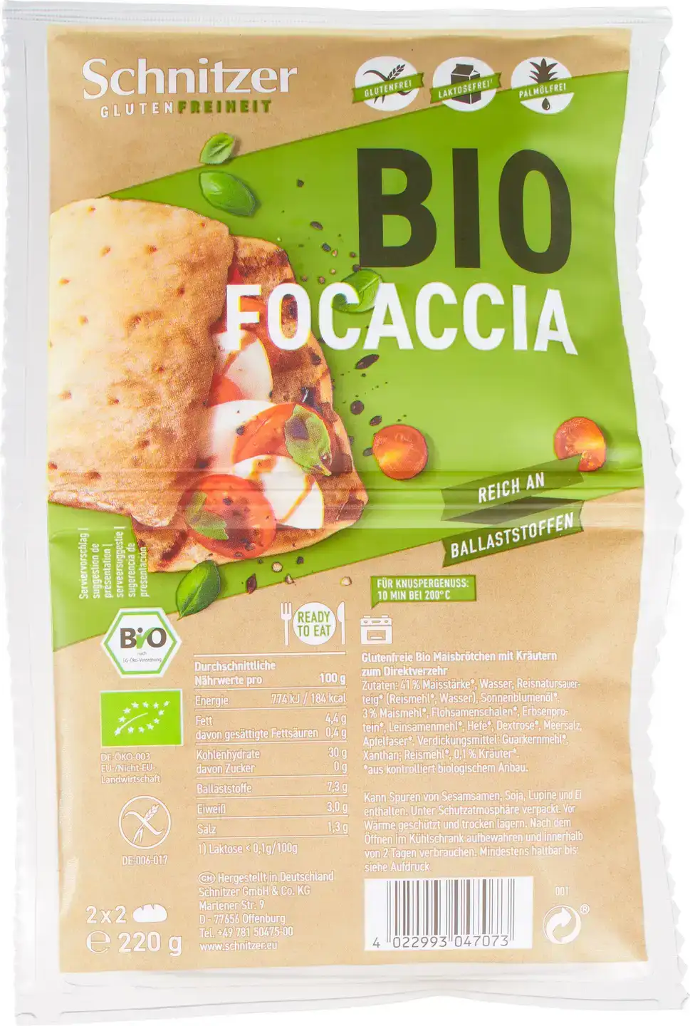 Glutenvrije focaccia broodjes