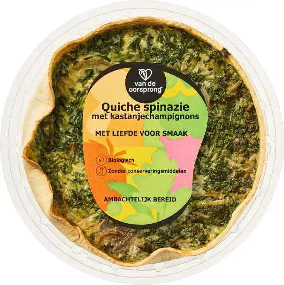 Quiche spinazie kastanjechampignons