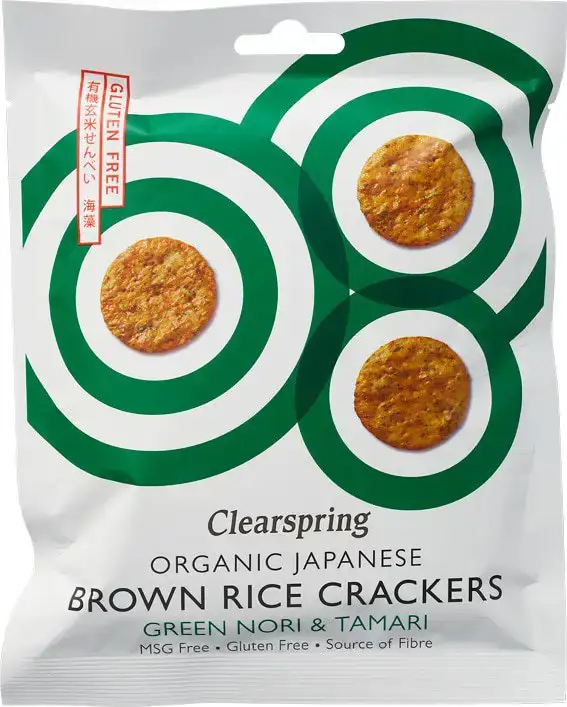 Japanse bruine rijst crackers groene nori & tamari