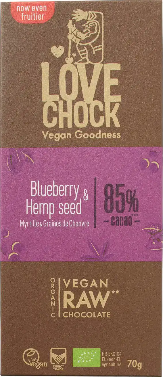 RAW chocolade 85% Blueberry Hemp Seed