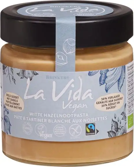 Witte hazelnootpasta less sugar